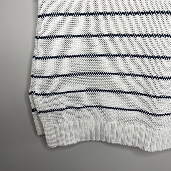 MADEWELL Sweater Vest Women M Puff-Trim Cotton Linen Pullover NEW Stripe NQ977 - Picture 11 of 14